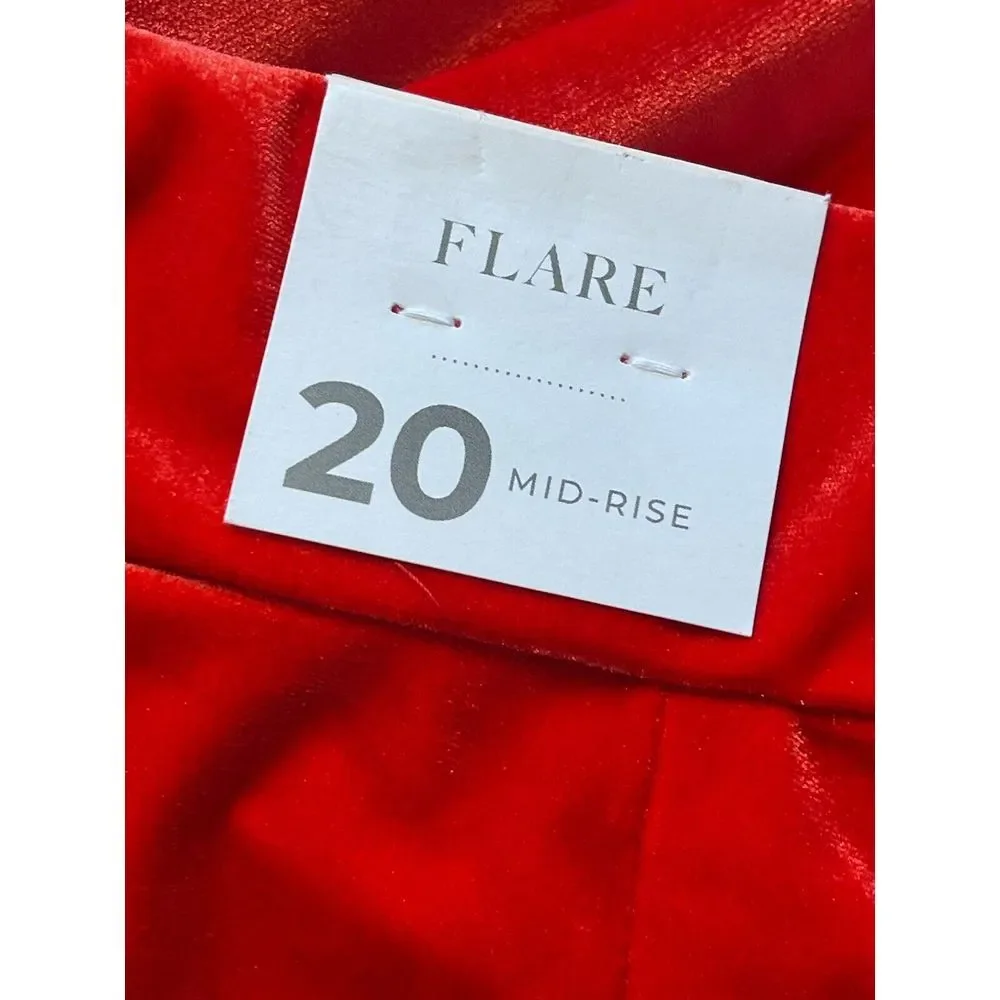 Lane Bryant‎ Velvet Flare Leg Pants Red Pull On Elastic Waist Mid Rise Size 20 - Picture 6 of 9